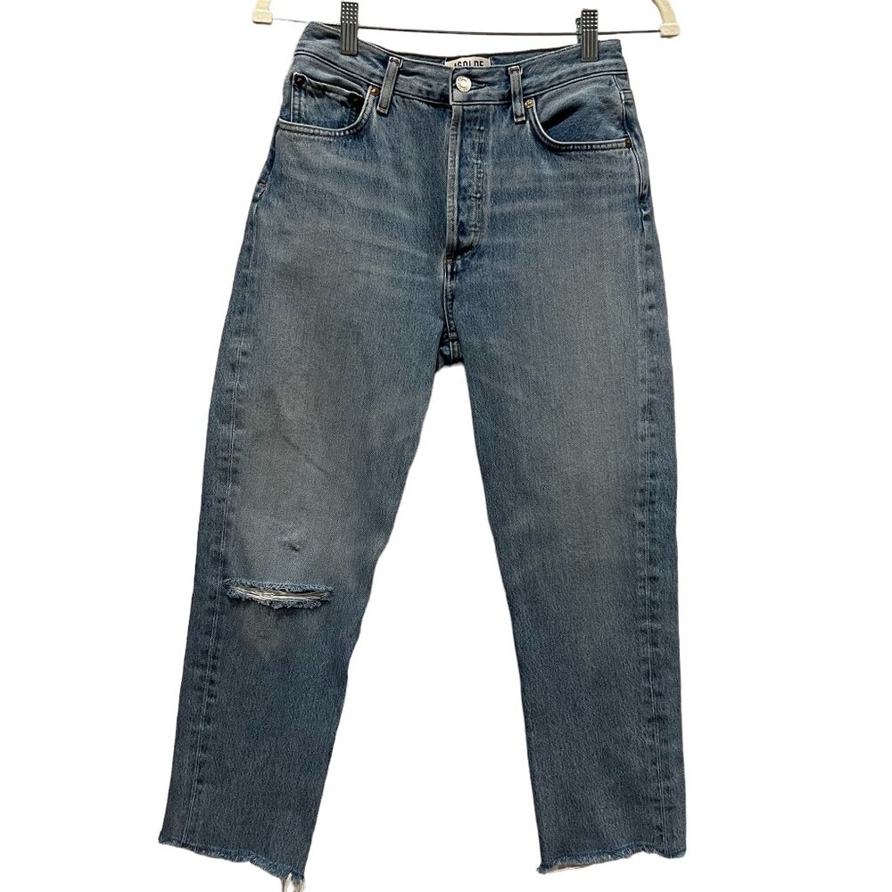 AGOLDE High Waist Button Fly Straight Leg Cropped Jeans, Organic Cotton, 25